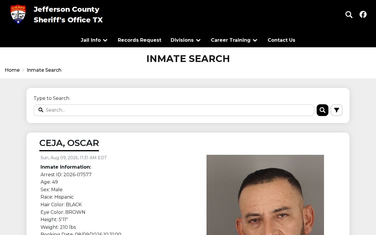 Jefferson County arrest history live inmate search interface