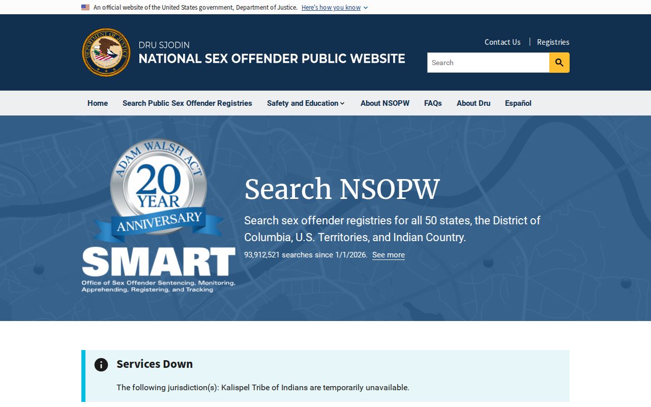 Jefferson County sex offender check using the NSOPW national registry interface